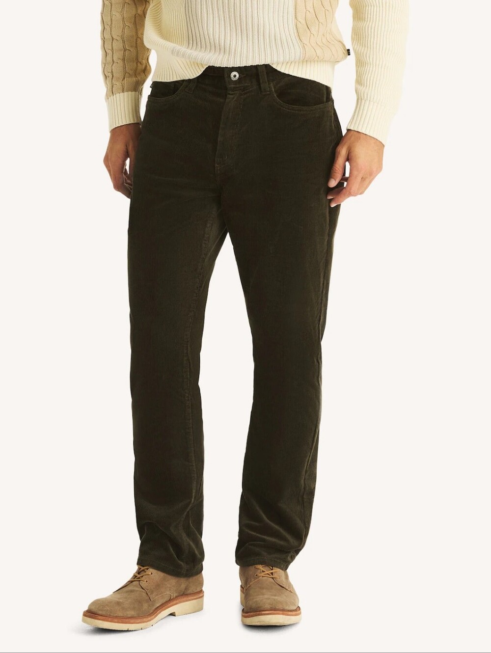 2 Pair Nautica Men's Corduroy Pants in Faded Burgundy Red and Forest Green 40x30
